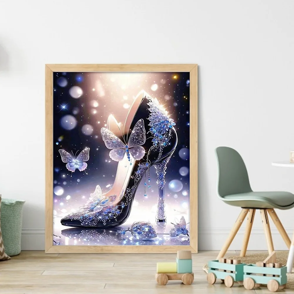 11CT Full Stamped&nbsp;Cross Stitch - Butterfly High Heels(Canvas|40*50CM)