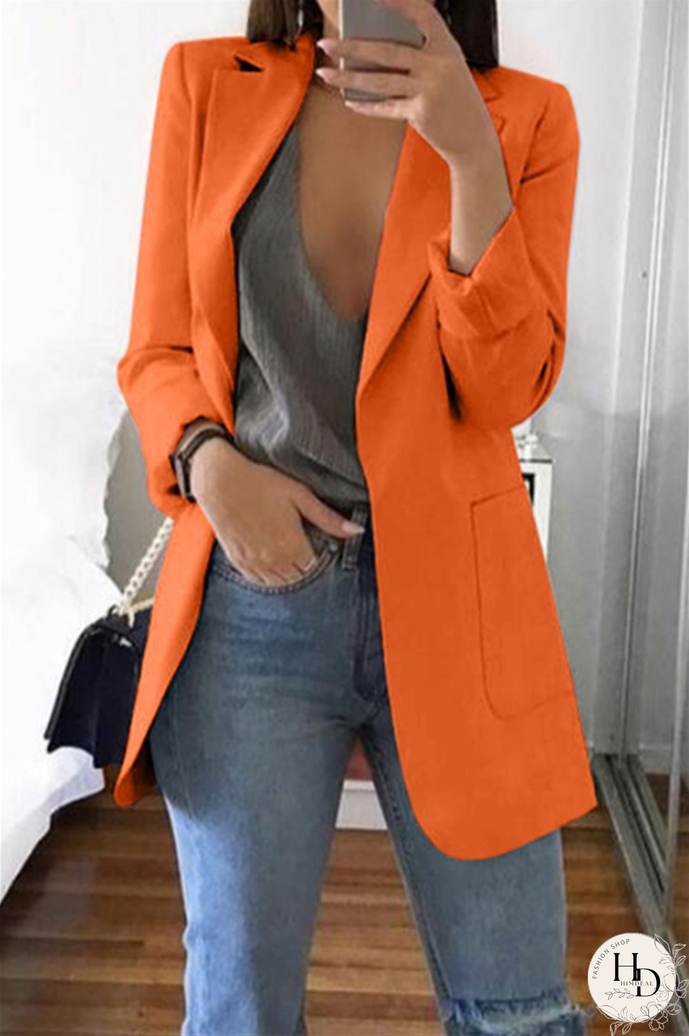 Black Casual Long Sleeves Suit Jacket