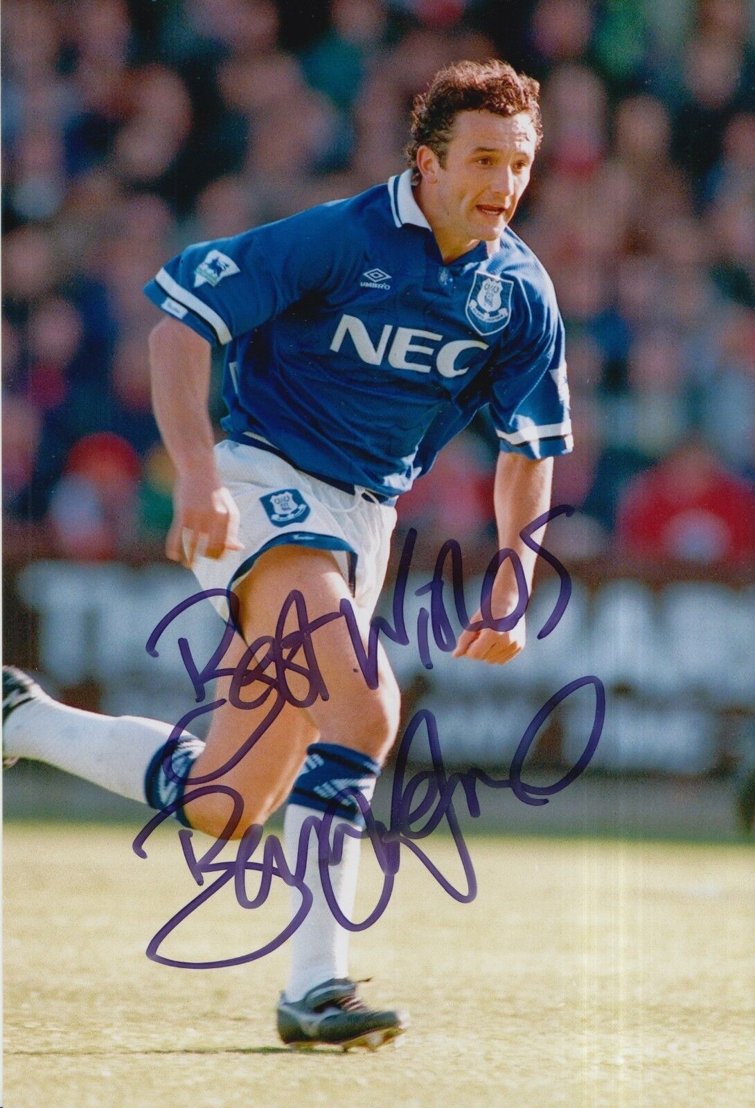 Barry Horne Hand Signed 12x8 Photo Poster painting Everton Football 1.