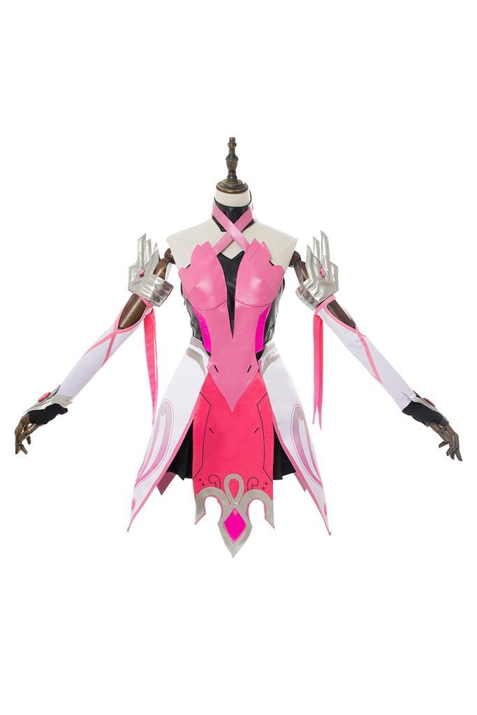 Overwatch Mercy Angela Ziegler Outfit Pink Mercy Skin Cosplay Costume