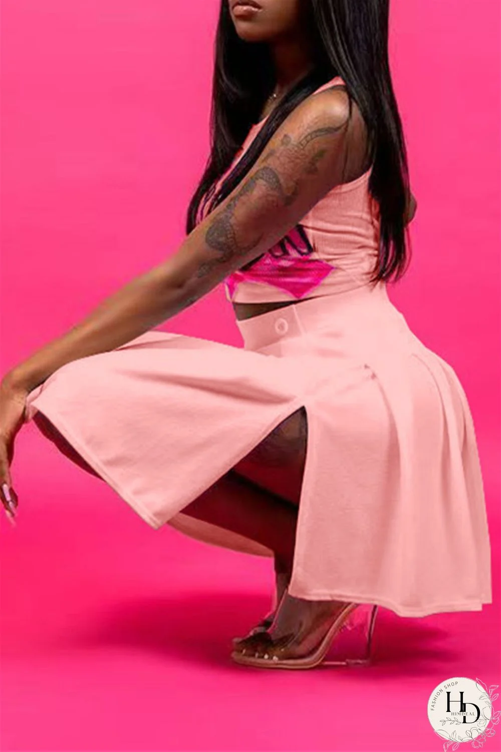 Blue Sexy Casual Letter Print Vests U Neck Sleeveless Two Pieces