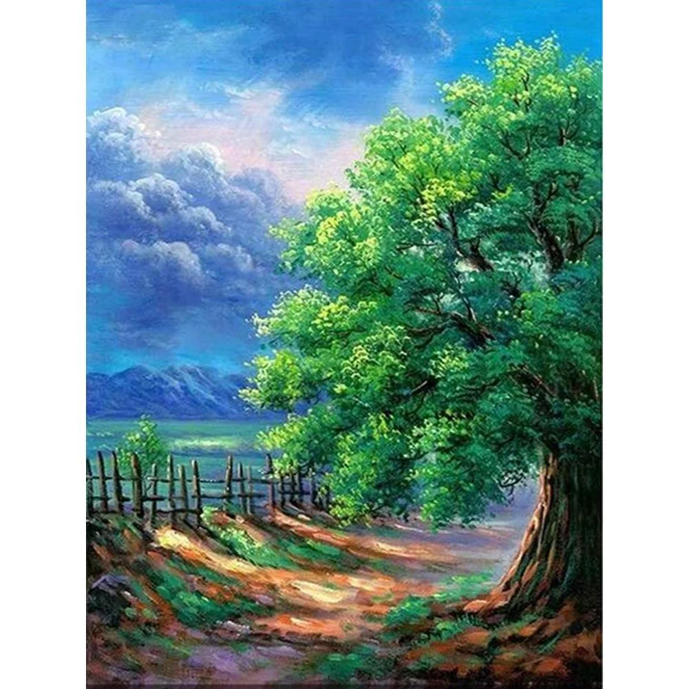 Full Round Diamond Painting - Green Tree(30*25cm)