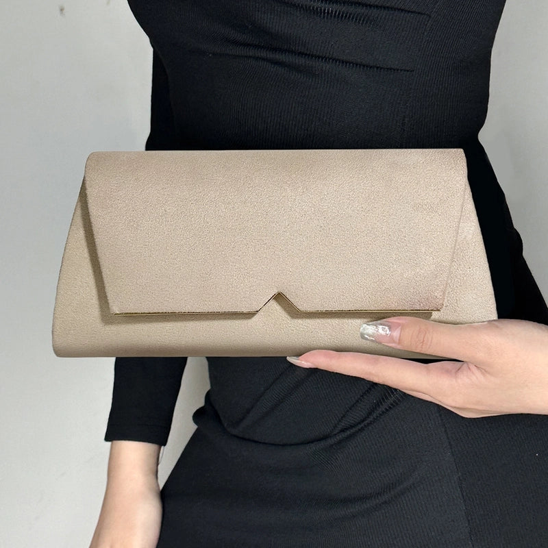 In Stock Evening Bag Simple Fashion Clutch Wedding Banquet Bag High-grade Flannel Dress Square Bag