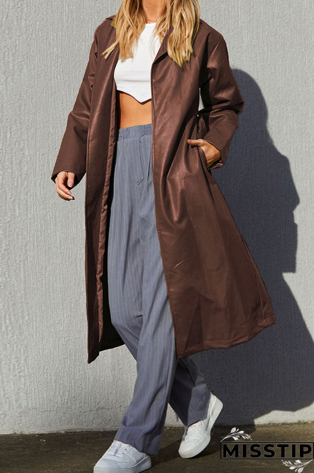 Black Elegant College Solid Solid Color Turn-back Collar Outerwear