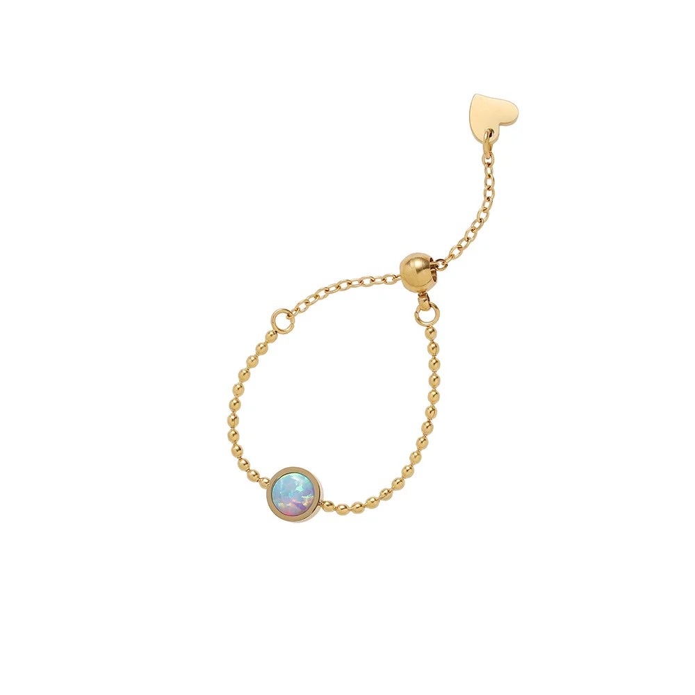 Opal Bead Adjustable Rings