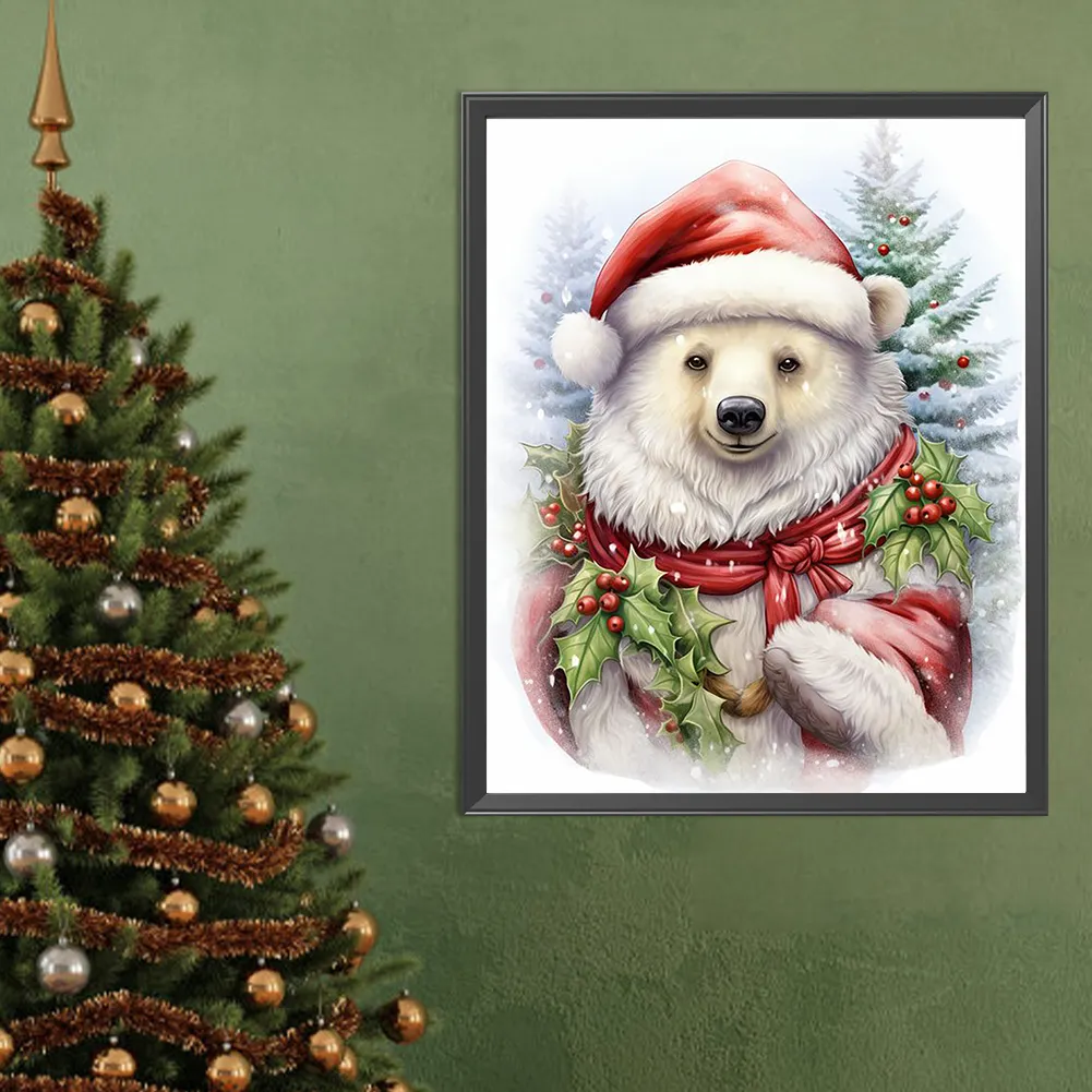 Full Round Diamond Painting 40*50cm - Christmas White Bear