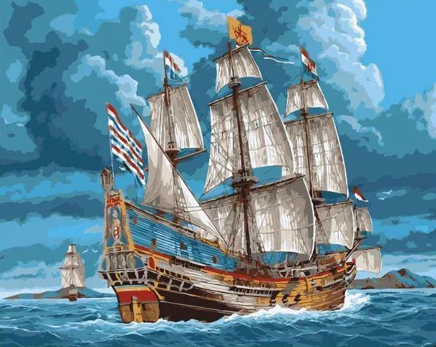 East India Company Ship - Seascape Paint By Numbers DQ34606