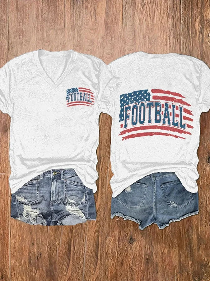 Women's Football Flag Print T-Shirt socialshop