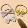 5PCS Cute Blue Cream Beige Bowknot Hair Head Bands Set for Babies