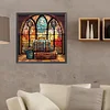 >SALE<5D DIY Full Round Drill Diamond Painting Mountain River Stained Glass 40x40cm
