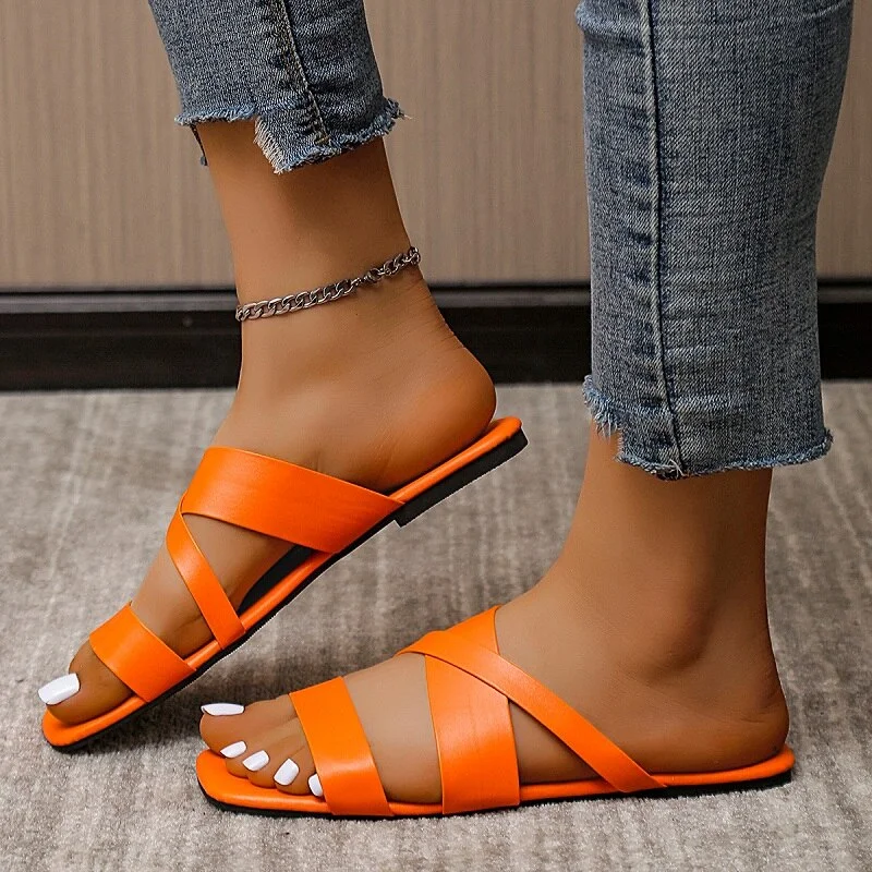 Qjong Women Super Soft Slippers Home Slippers 2022 Summer Peep Toe Beach Sandals Female Comfortable Flats Slides Shoes Plus Size