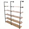 [US Local Warehouse] Industrial Pipe Shelf 5 Tier 72 Inch Industrial Wall Shelves with Solid Wood Plank Pipe Shelving Wall Mounted for Kitchen and Bar Shelving