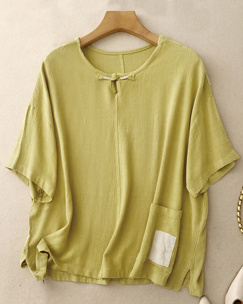 Vintage Buckle Pocket Short Sleeve