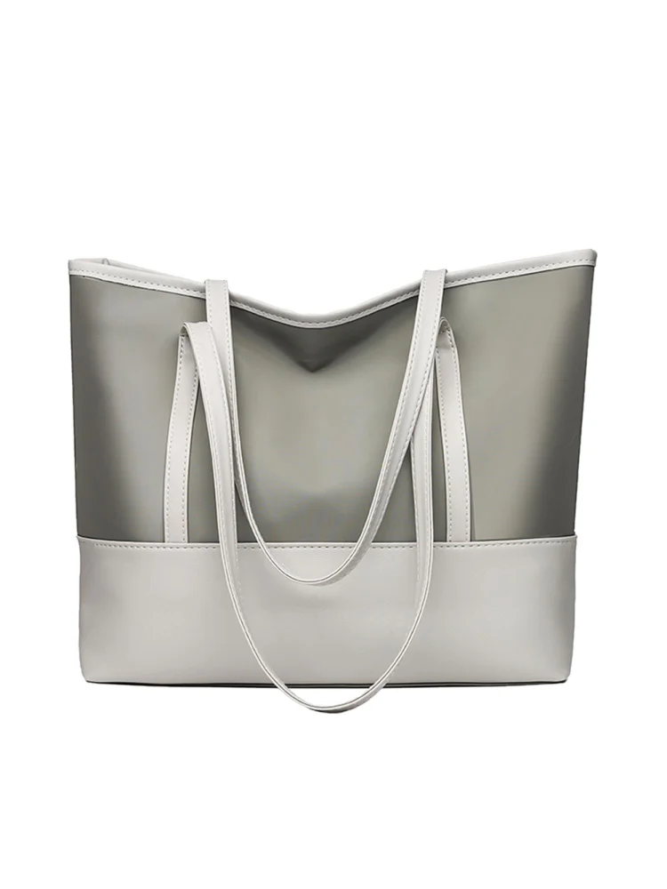 Oxford Women Shoulder Bag Fashion Ladies PU Splicing Handbag Totes (Grey)