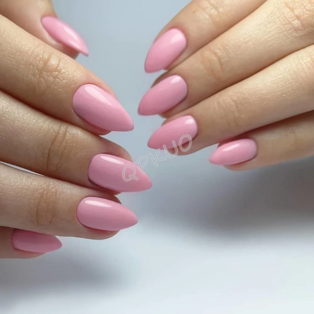 24Pcs Shiny Wine Red Short Stiletto False Nails DIY Press On Fake Nail With Jelly Glue Lady Daily Wear Manicure Tools-Nail Inspo