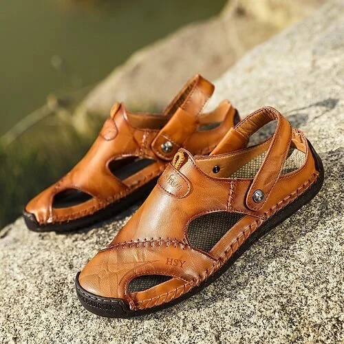 Mqq Orthopedic Shoes Men's  Orthpetic Durable Genuine Leather Sandals