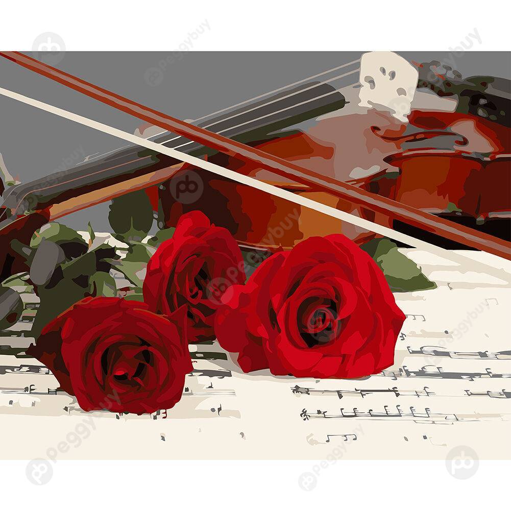 

40*50CM Paint By Numbers-Violin and Flowers, 501 Original