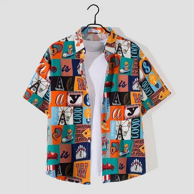 Men's Printed Shorts and Shirt Set for Summer