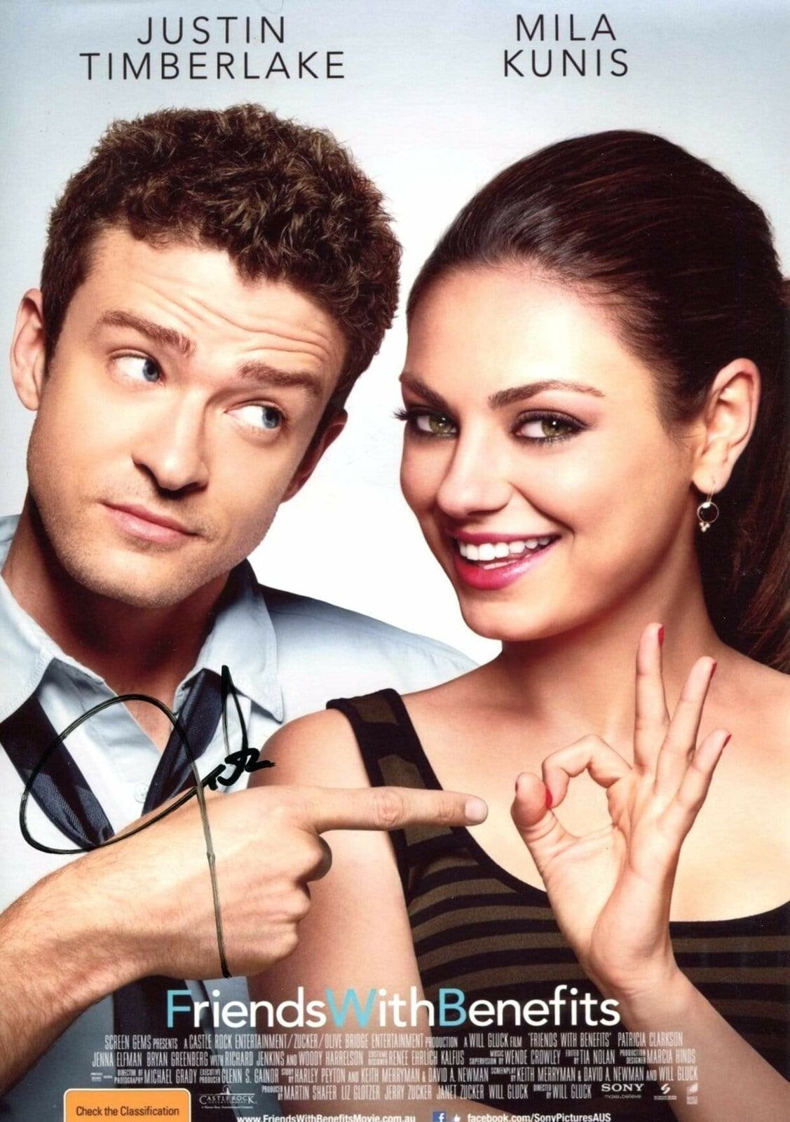 ACTOR Justin Timberlake FRIENDS WITH BENEFITS autograph, signed promo Photo Poster painting