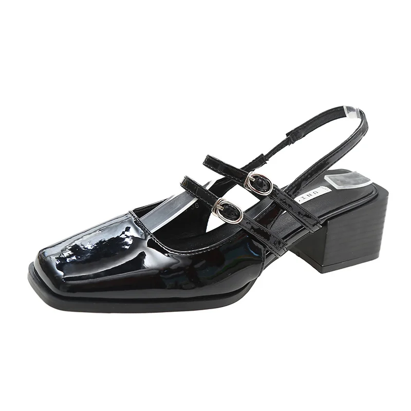 Tanguoant Tanguoant Jane Sandals Summer 2024 New Vintage Square Heels With Empty Single Shoes