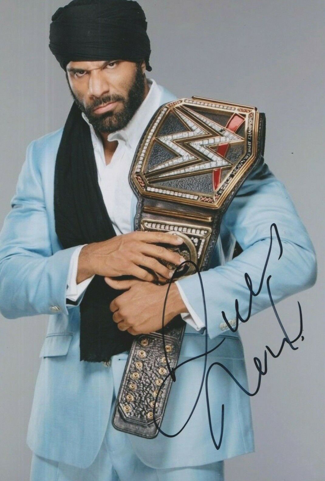 Jinder Mahal (WWE) **HAND SIGNED** 12x8 Photo Poster painting ~ AUTOGRAPHED