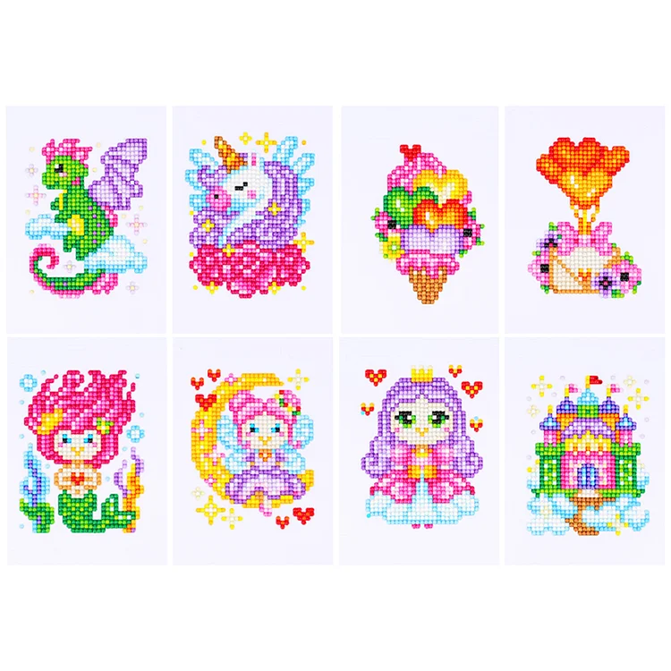【Mini Set】8pcs Colorful Cartoons 12*17cm (Canvas) Full Round Drill Diamond Painting gbfke