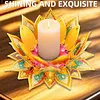 Peinture en diamant en 5D DIY d&eacute;coration acrylique de bureau, bougeoirs fleurs, d&eacute;coleur de bureau maison faite main pour adultes d&eacute;butants (Lotus jaune)