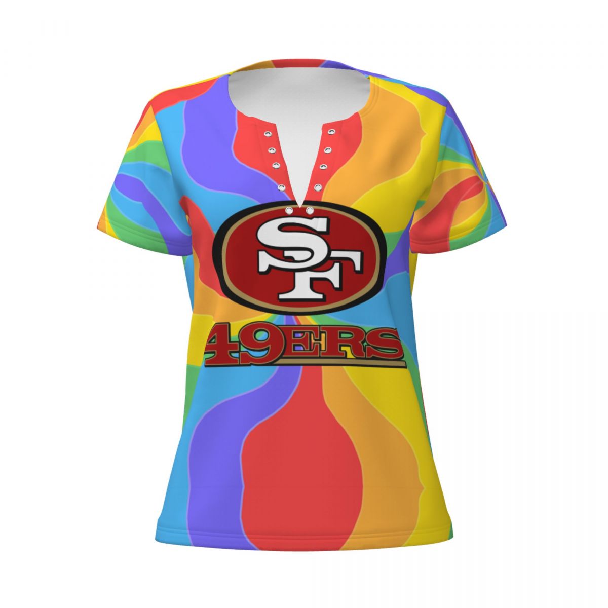 San Francisco 49ers Pride Women's Deep V Neck Tee Shirts