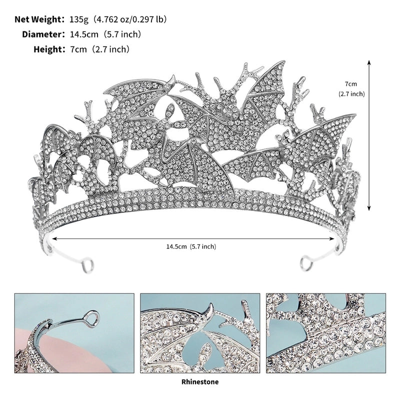 Halloween Glam Exaggerated Women’s Spider Bat Skull Alloy Inlay Rhinestones Crown