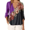 Camisa decote em V com estampa floral