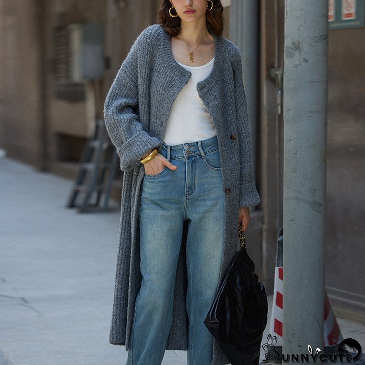 Casual Plain Open Front Cardigan