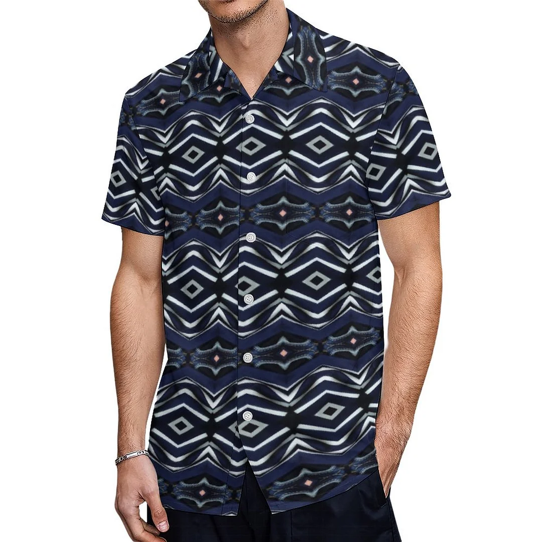 Denim Blue Jean Pink Diamonds And White Hawaiian Shirt Mens Button Down Plus Size Tropical Hawaii Beach Shirts