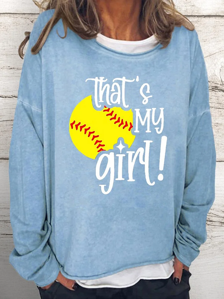 That's My Girl Softball Women Loose Sweatshirt-Annaletters