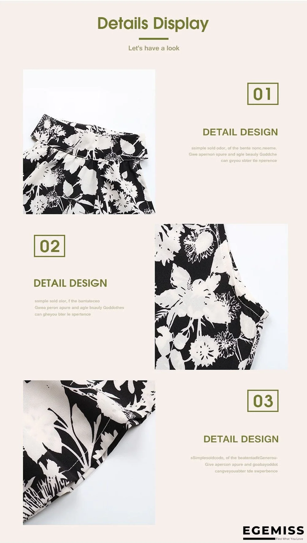 Summer New European and American Printed Open Neck Dress with Suspender | EGEMISS