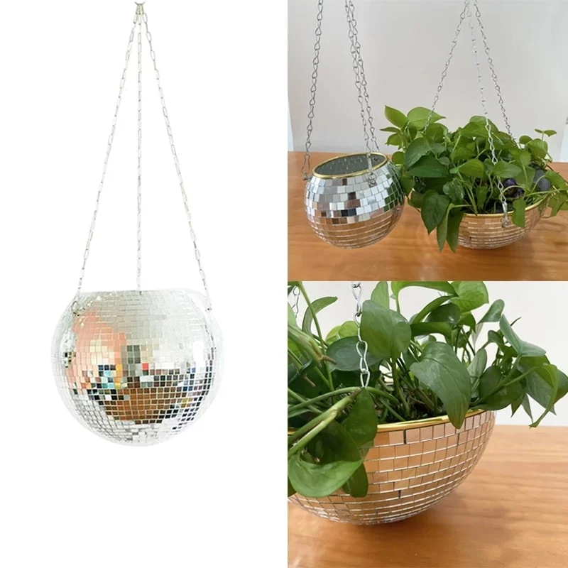 Disco Ball Hanging Flower Pot