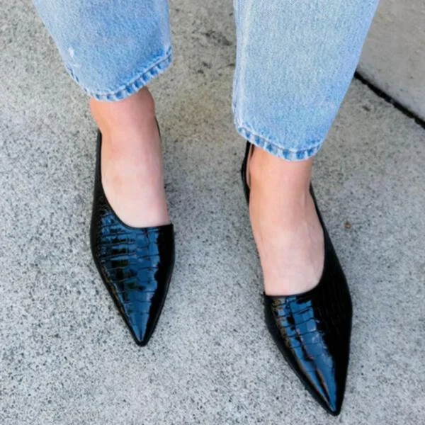Women's Fashion Slingback Pointed Toe Chunky Low Heels