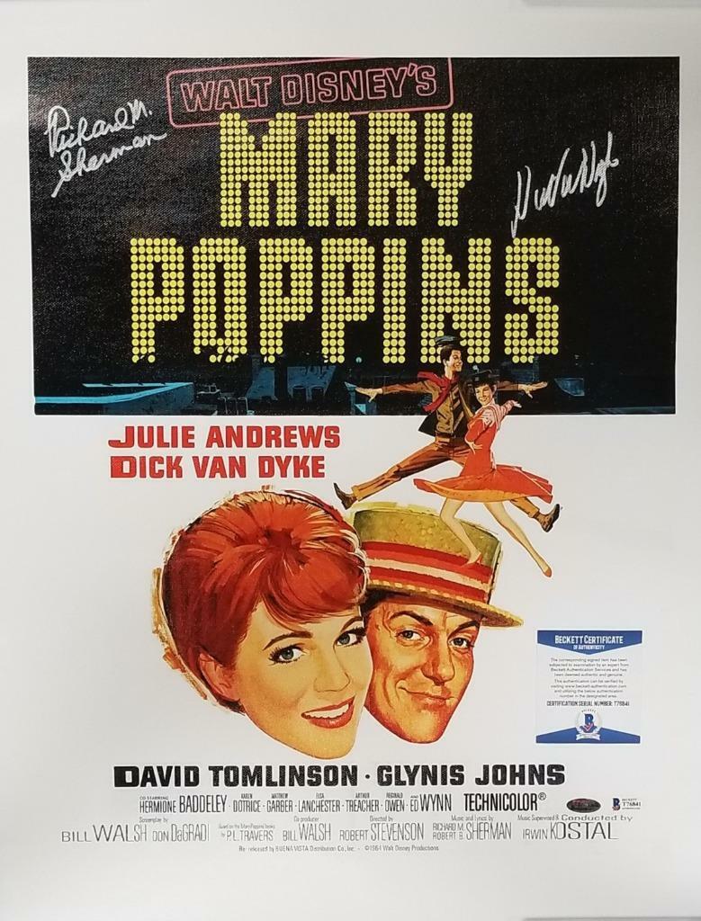 Dick Van Dyke & Richard Sherman signed Mary Poppins 16x20 Canvas Photo Poster painting ~ BAS COA