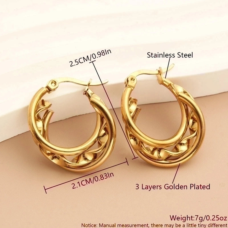 1 Pair Minimalist Commute Solid Color Plating 304 Stainless Steel 18K Gold Plated Earrings