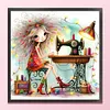 Weird Sewing Girl-11CT Stamped Cross Stitch 40*40cm/15.75*15.75in tapestrymarket