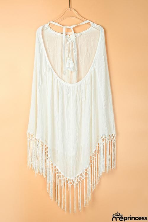 Tassels Lace Up Backless Cover Up