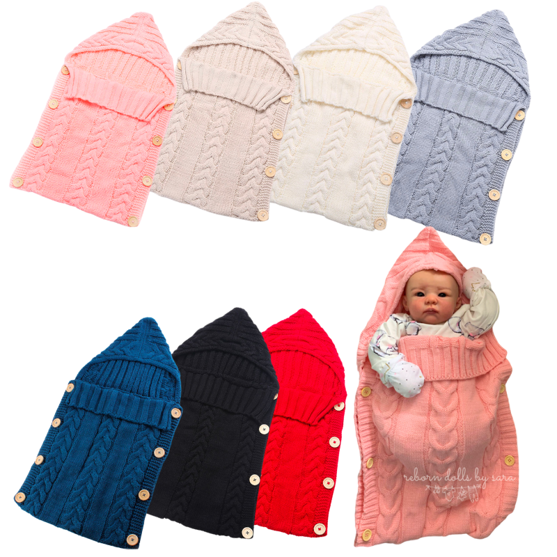 Cable Knit Newborn Baby Hooded Bunting Bag 