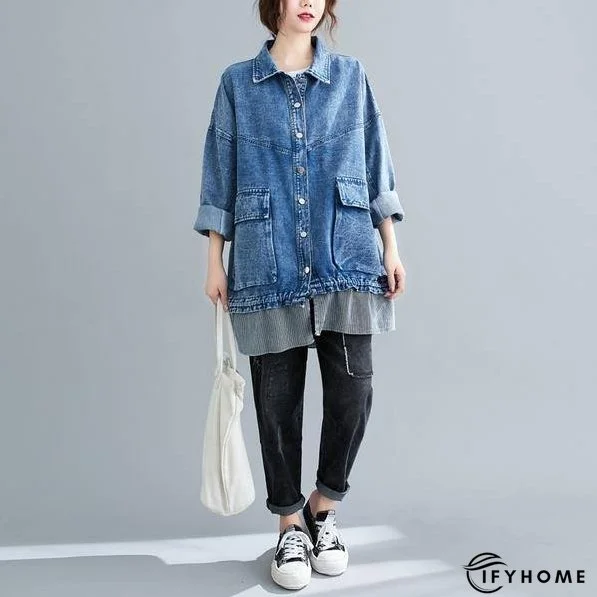 DIMANAF Plus Size Jackets Coat Women Clothing Denim Jeans Bomber Jacket | IFYHOME