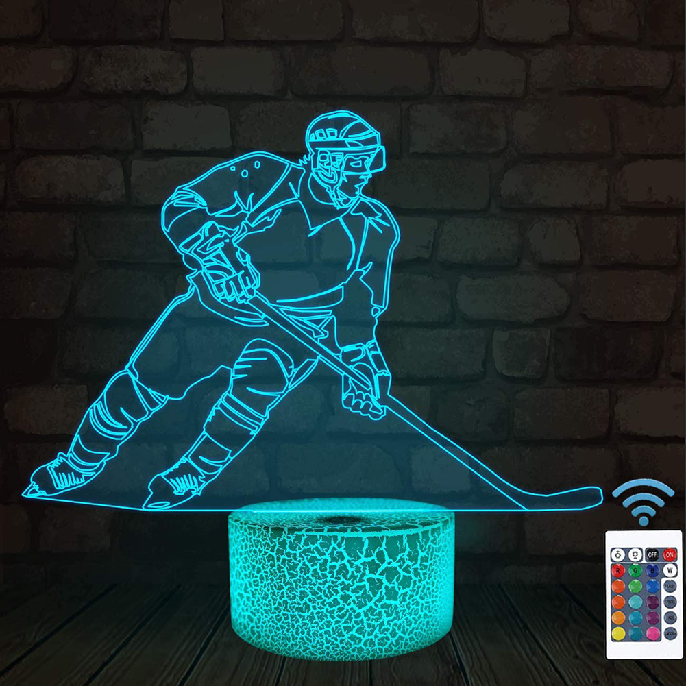 

3D Acrylic Bedside Lamp LED Night Light Crack Base Touch Remote Control, 501 Original