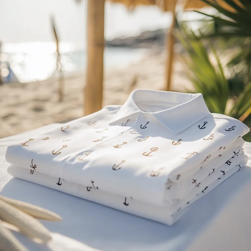 Men's Casual Business Ocean Print Polo Shirt