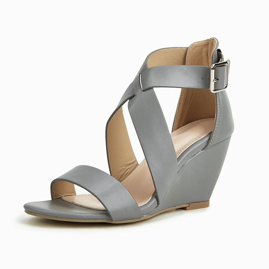 Summer women's wedged chunky heel cross strap sandals