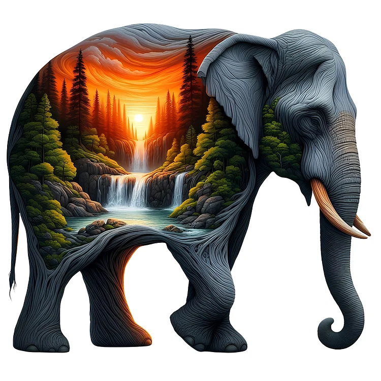 Elephant Silhouettes - Full Round - Diamond Painting(30*30cm)