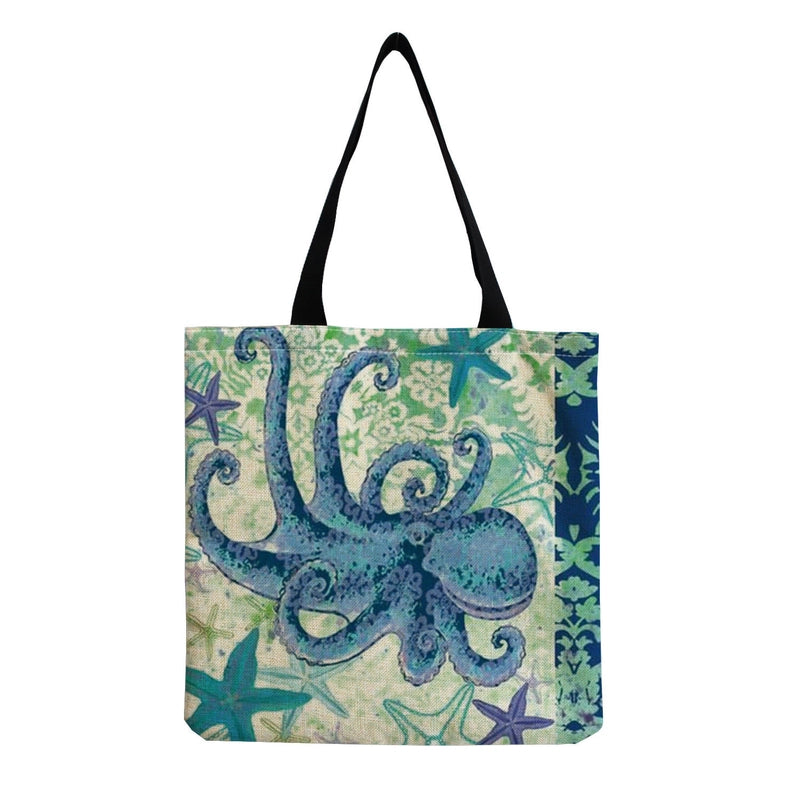 Women’s Medium Linen Animal Beach Square Open Shopping Bags