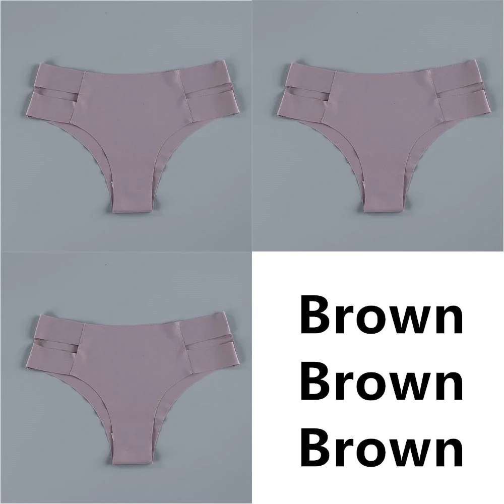 3Pcs Sexy Women Panties Seamless G-String Panties Set Lingerie Hollow Soft Briefs Low Rise Thong Breathable Female Underwear New