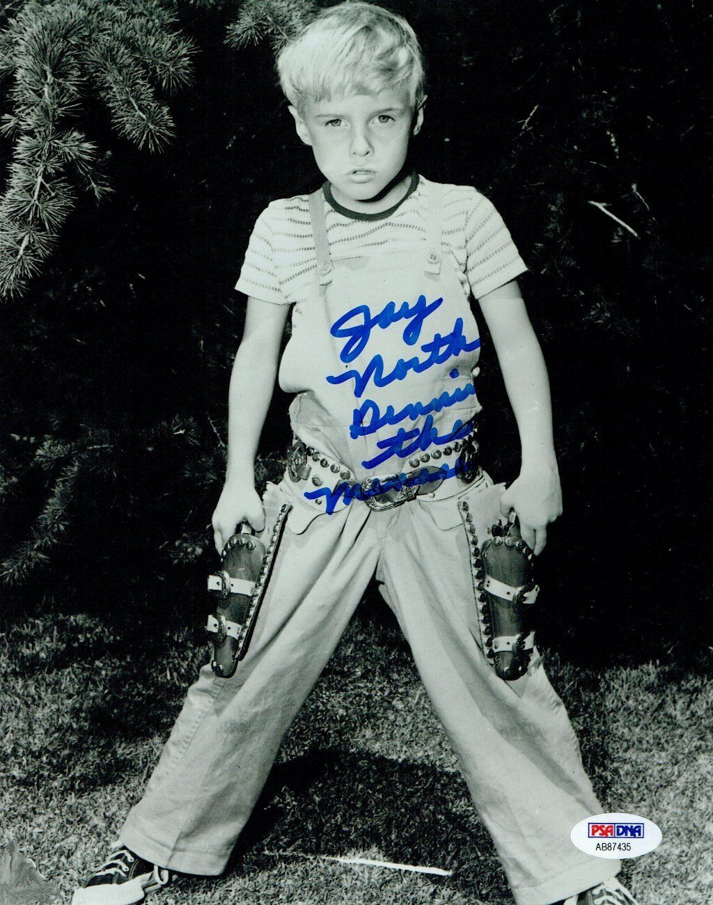 Jay North Signed Dennis the Menace Autographed 8x10 B/W Photo Poster painting PSA/DNA #AB87435