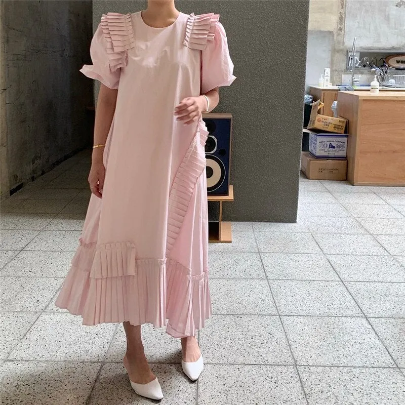 New Age-Reducing Pleated Design Super Nice Mid-Length Dress Women
